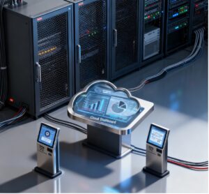 How does cloud-based infrastructure enhance kiosk scalability?